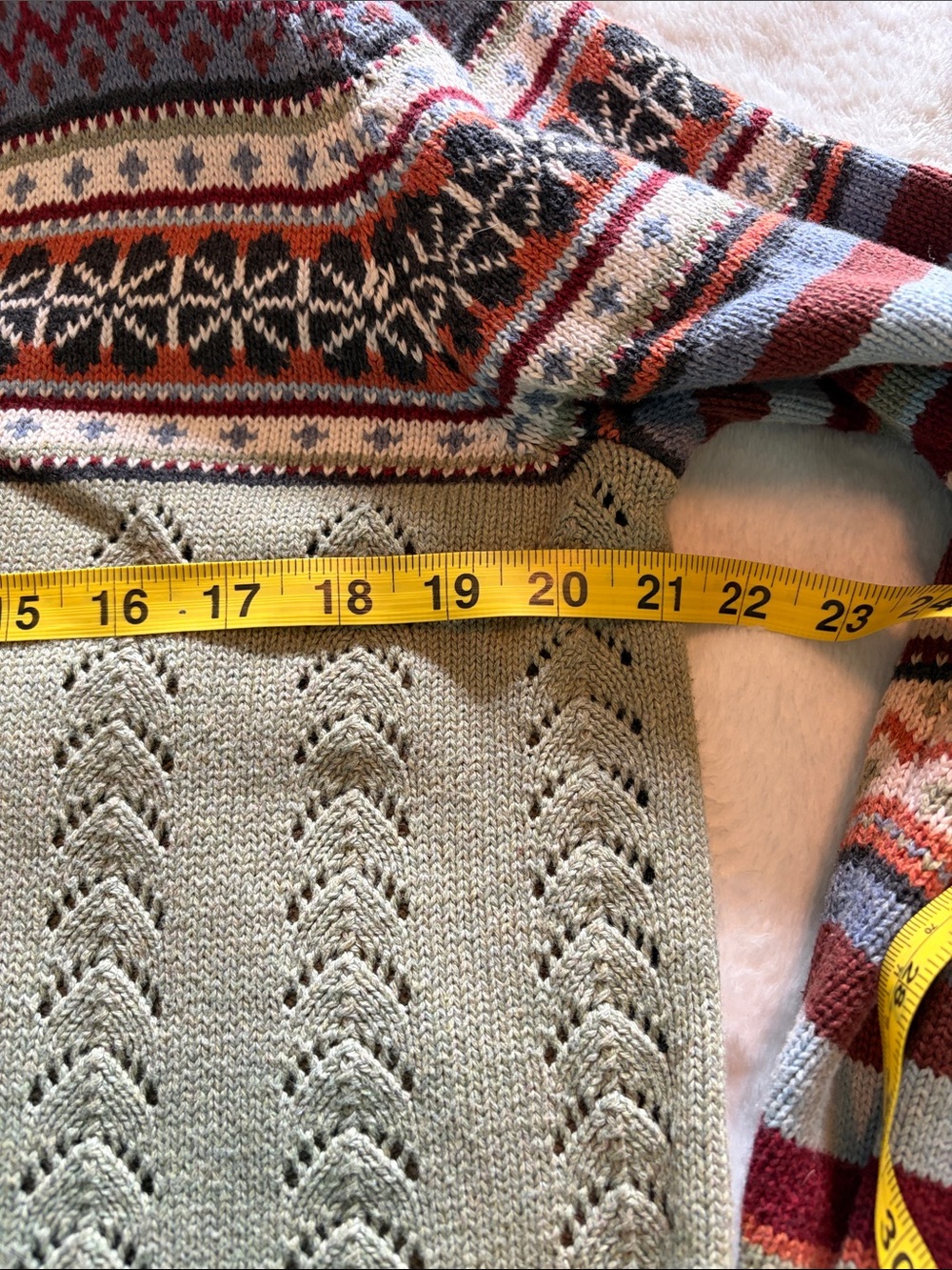 Hanna Andersson tie front cardigan ribbon woman’s sz L Fair Isle Tie M? - Picture 7 of 9